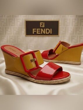 FLASH SALE TODAY ONLY! FENDI Color Block Wedge Sandals